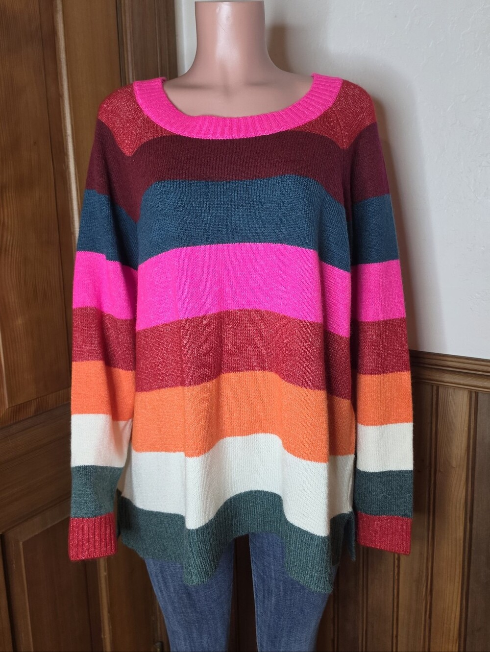 NWT Lane Bryant Striped Multicolor Crewneck Sweater  22/24